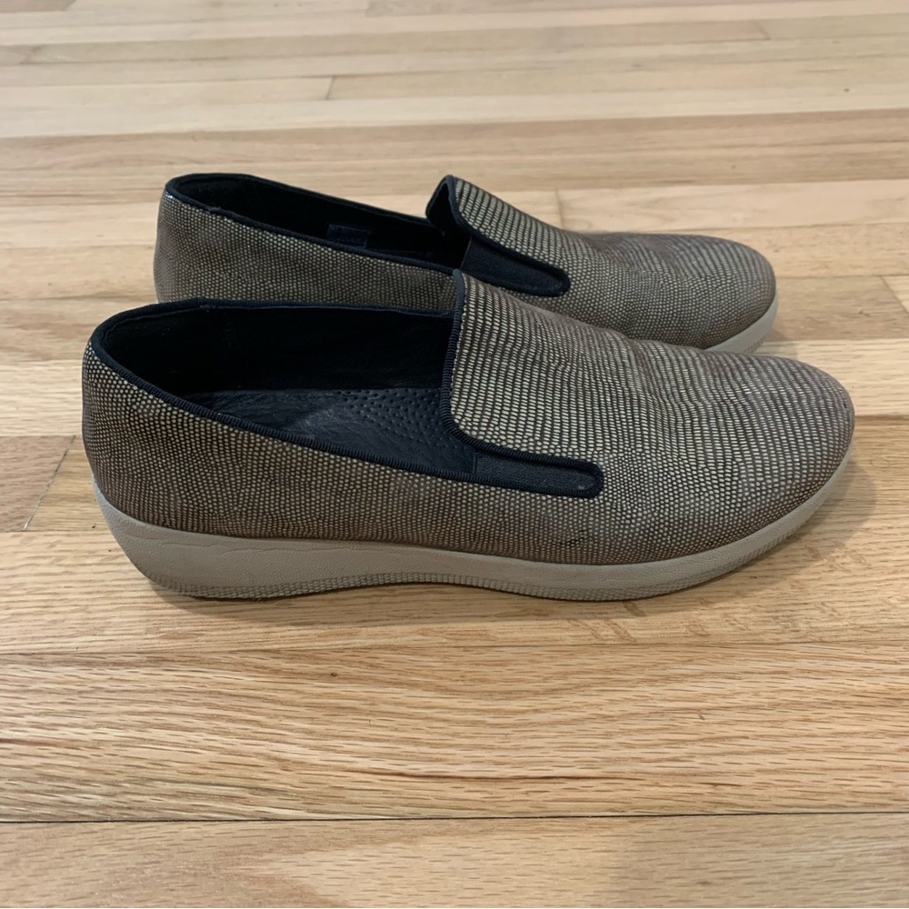 Women’s Fitflop Superskate Uberknit Loafers Slide On Comfort‎ Shoe Metallic US 7